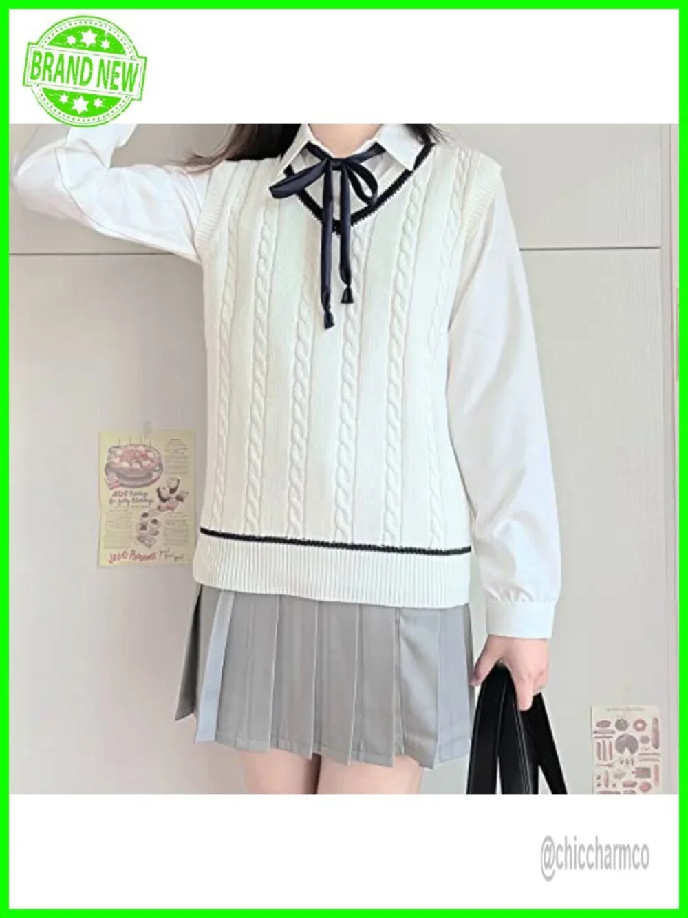 Women's Striped Cable Knit Sweater Vest V Neck Sleeveless Pullover